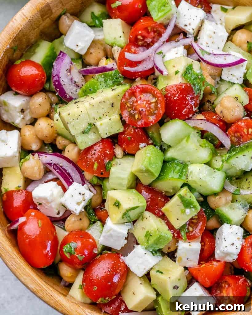 Mediterranean Chickpea and Feta Salad Recipe 10 top view chickpea salad