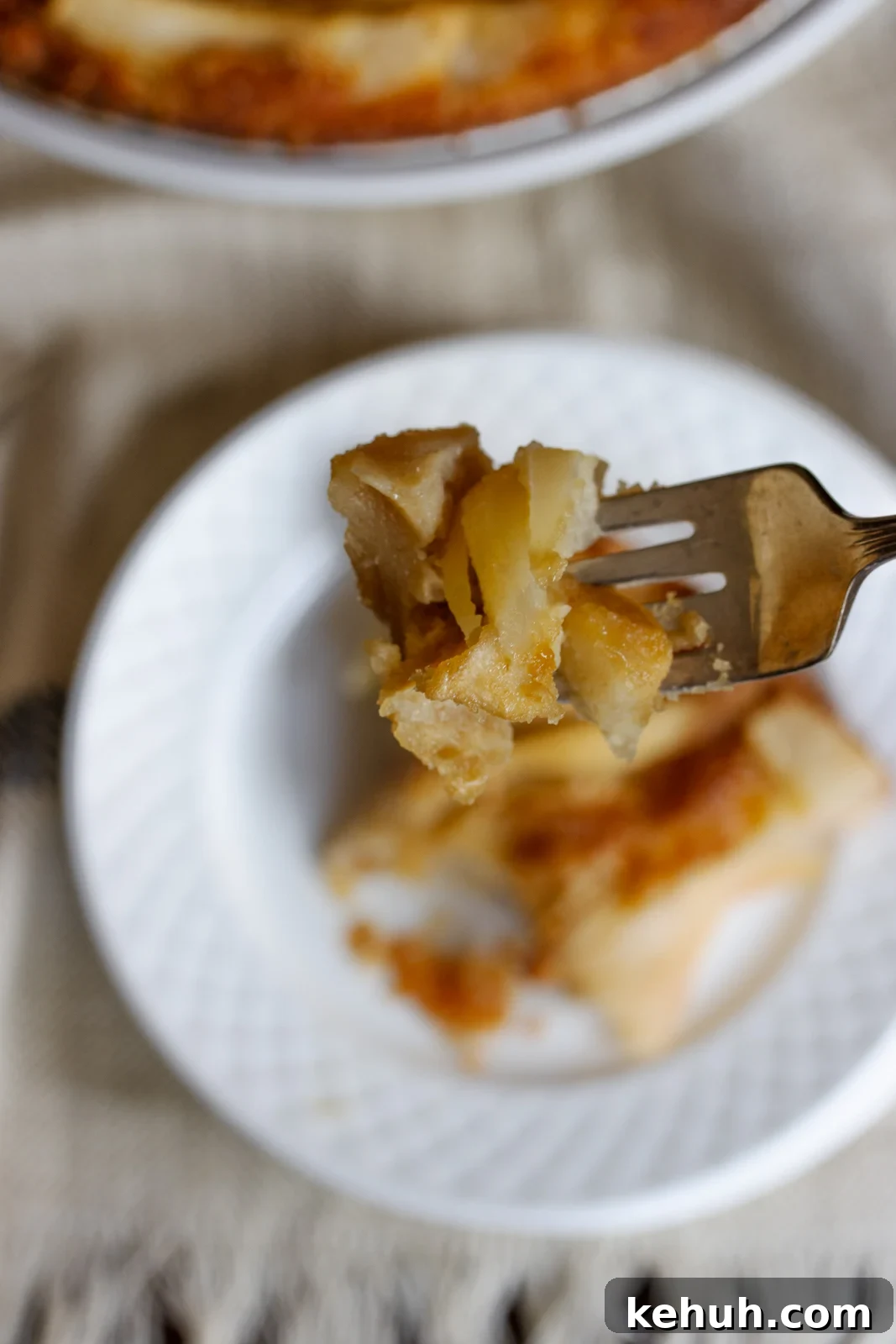 pear cake on a fork close up