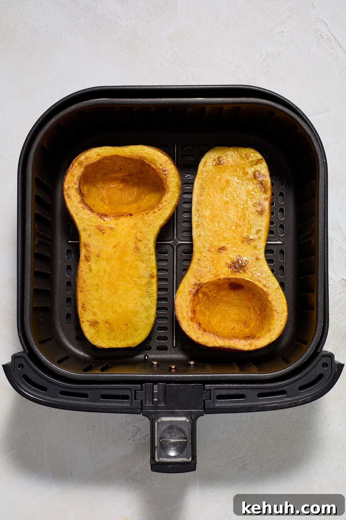 Squash halves air fried for 15 minutes.
