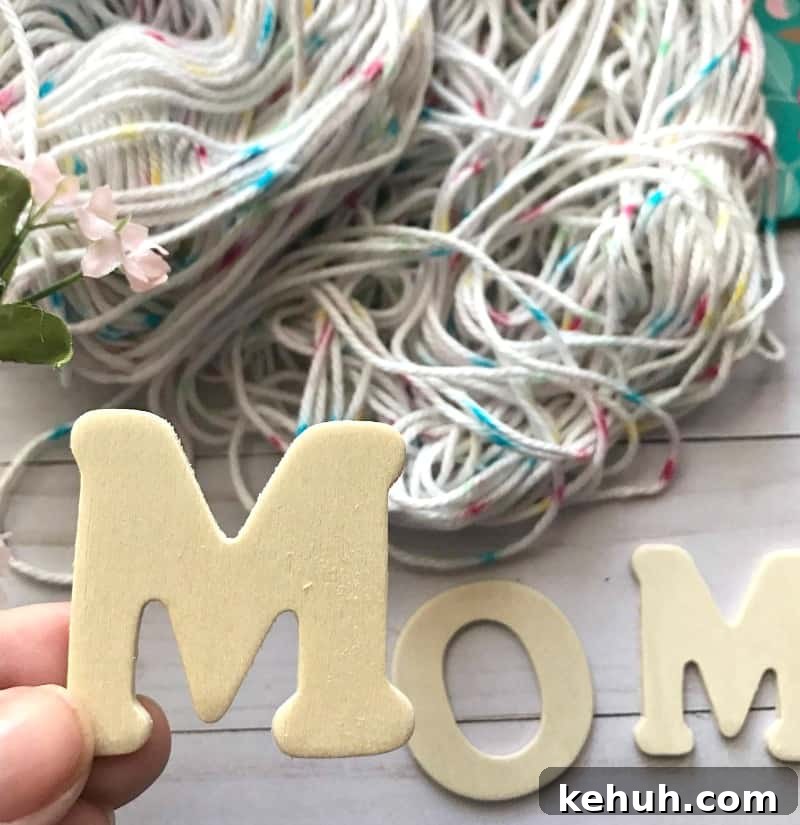DIY Yarn Covered Letters For Mother's Day