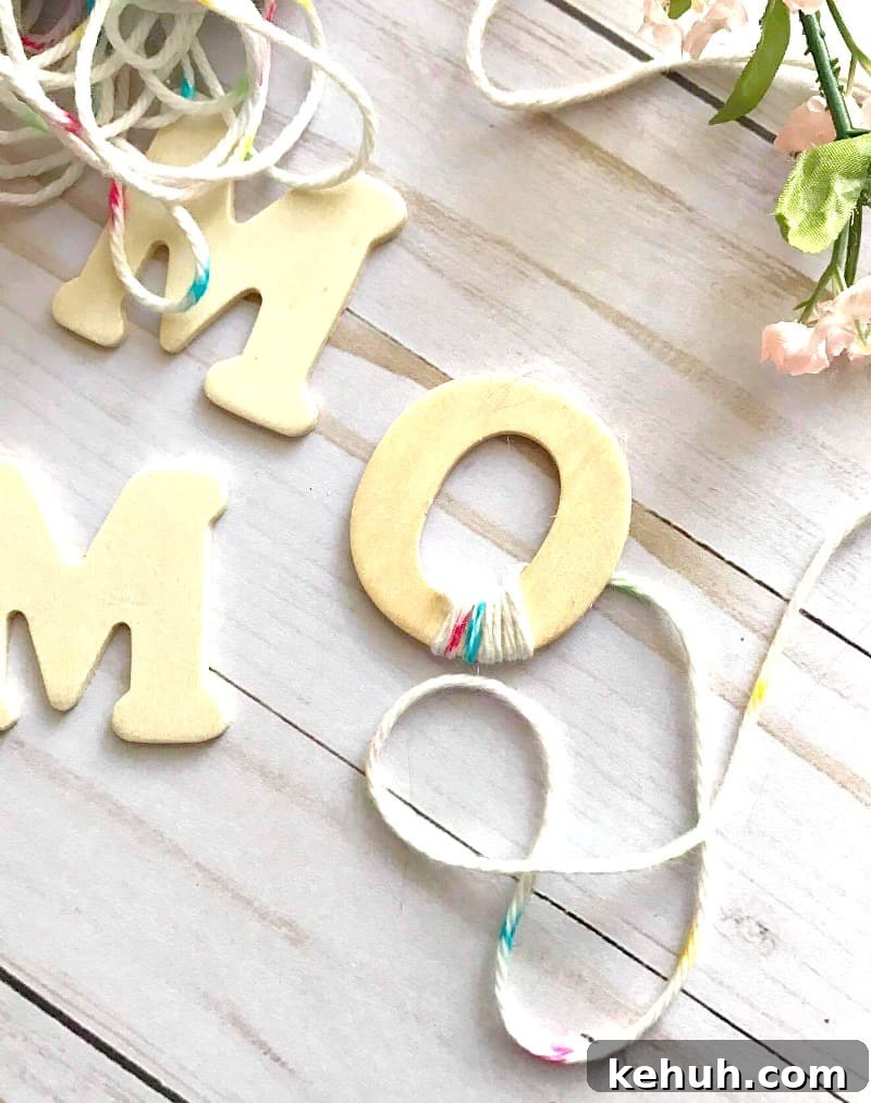 DIY Yarn Covered Letters For Mother's Day