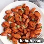 Air fryer honey soy glazed carrots on a plate