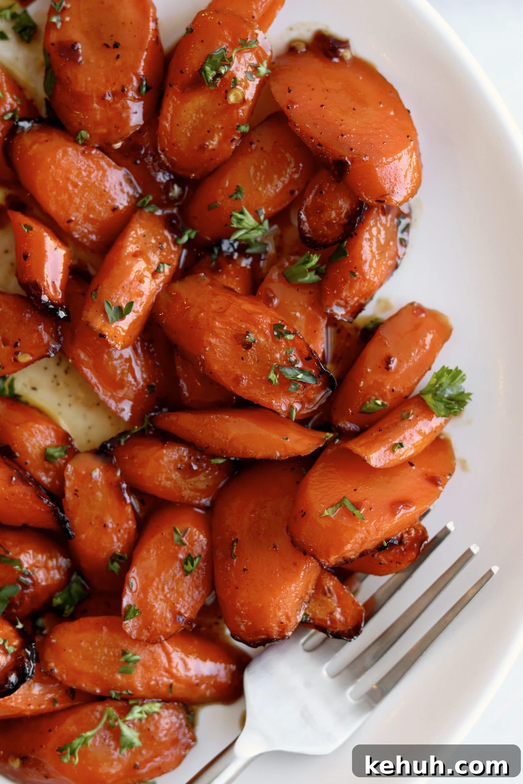 Air fryer honey glazed carrots on a plate