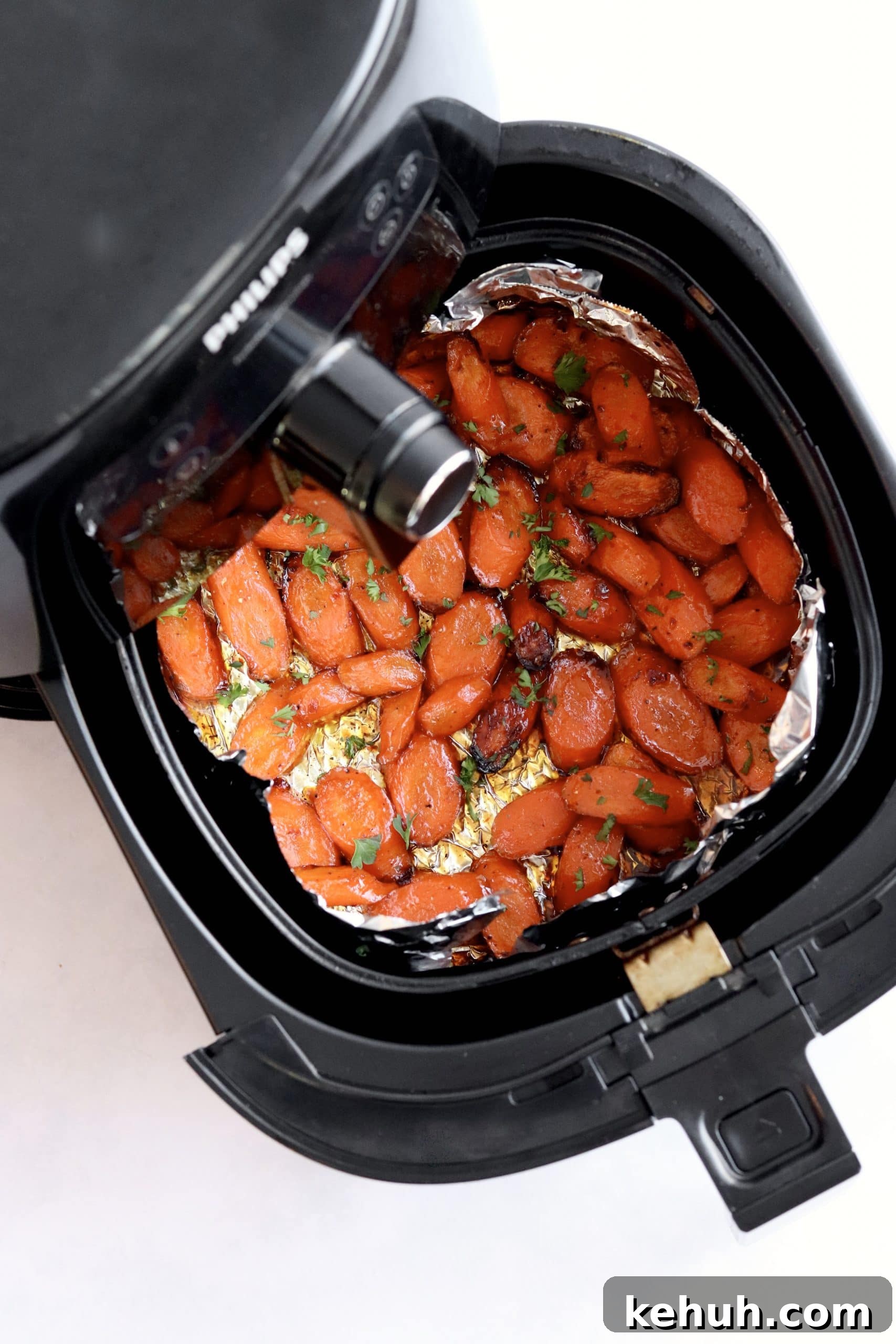 Honey soy glazed carrots in an air fryer