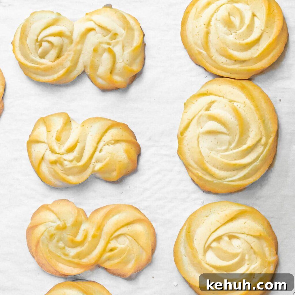 Classic Butter Cookies: Simple 6-Ingredient Recipe 13 butter cookies baked on parchment paper