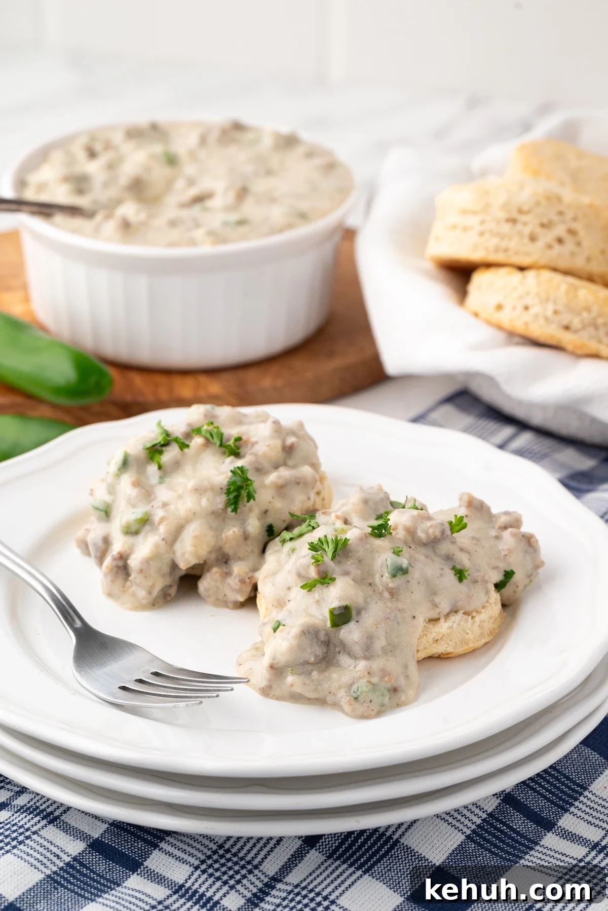 creamy jalapeno sausage gravy in skillet