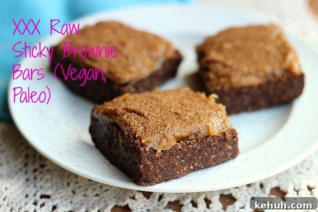 XXX Raw Sticky Brownie Bars (Vegan, Paleo) 11