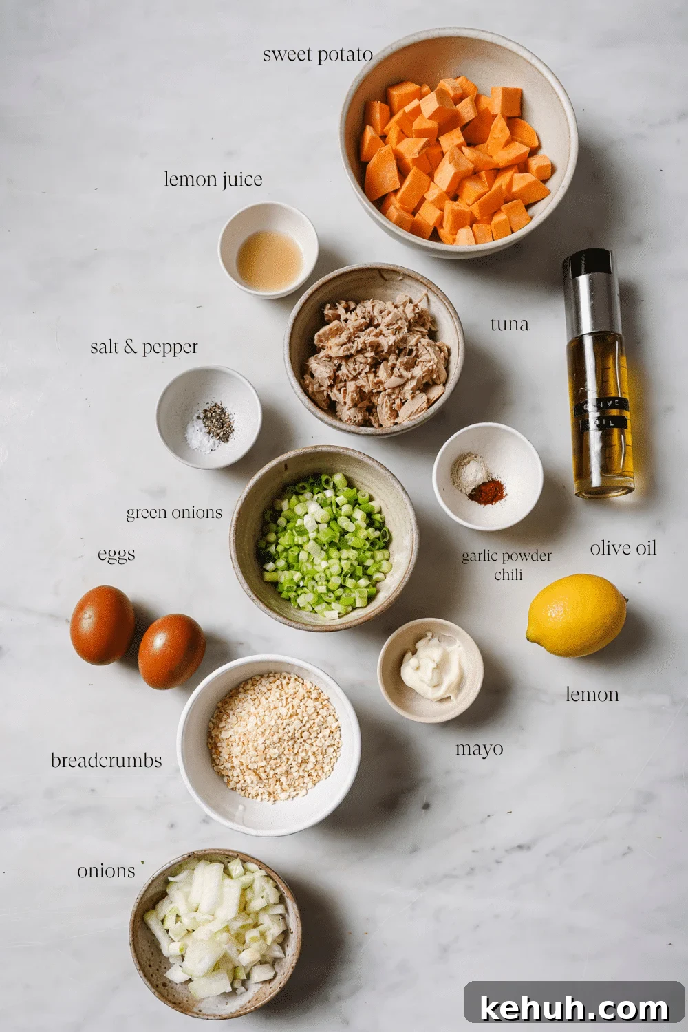 Small bowls of pre-measured ingredients.