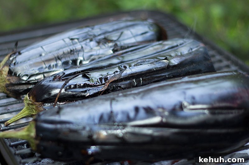 Aubergines on the BBQ