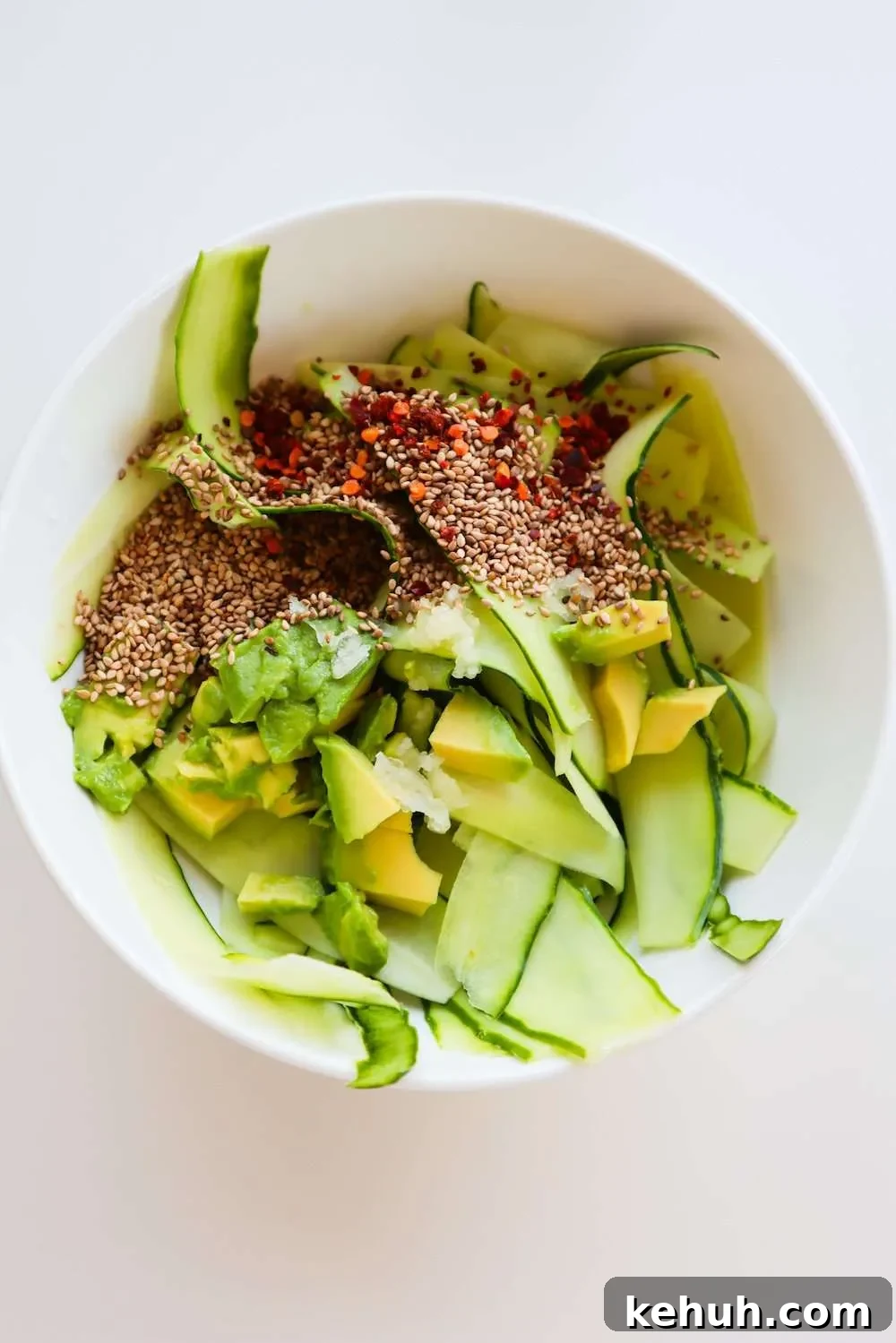 Avocado, Sesame & Cucumber Salad with Tangy Dressing 6 put it all together - cucumber sesame salad