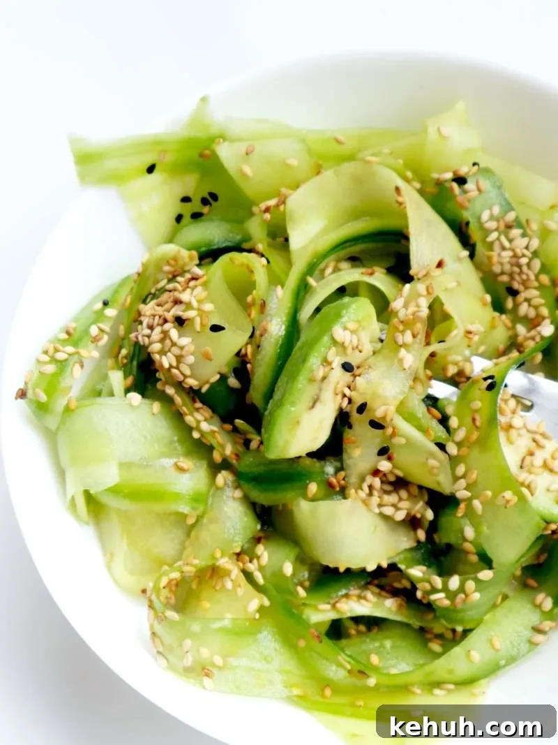 Avocado, Sesame & Cucumber Salad with Tangy Dressing 3 Easy Low-Carb Vegan Salad With Cucumber, Avocado & Sesame Seeds! Try this recipe as a delicious side dish or as a light low-carb dinner recipe! Simple, quick and tasty!