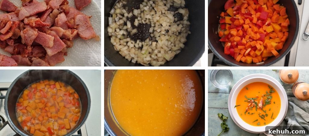 How to make butternut squash and bacon soup step by step