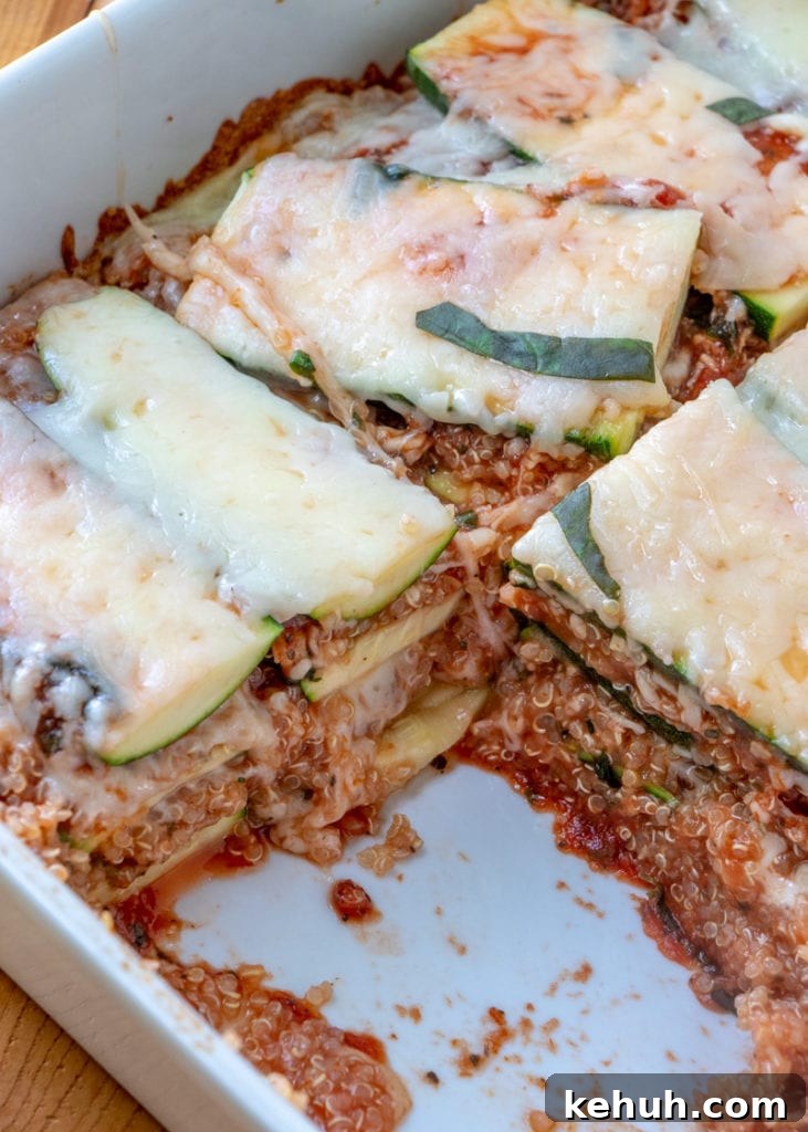 Zucchini Quinoa Lasagna | Vegetarian Gluten-Free Dinner Recipe 3 ZUCCHINI QUINOA LASAGNA recipe in serving dish