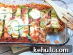 Vegetarian Zucchini Quinoa Lasagna recipe. This is a great, gluten-free way to enjoy the flavors of lasagna! It's so much lighter than regular lasagna! This is a perfect summer dinner that the whole family will love.